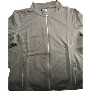 Christine Alexander LARGE Brown Cotton Blend Track Jacket Gym Yoga Dance coat